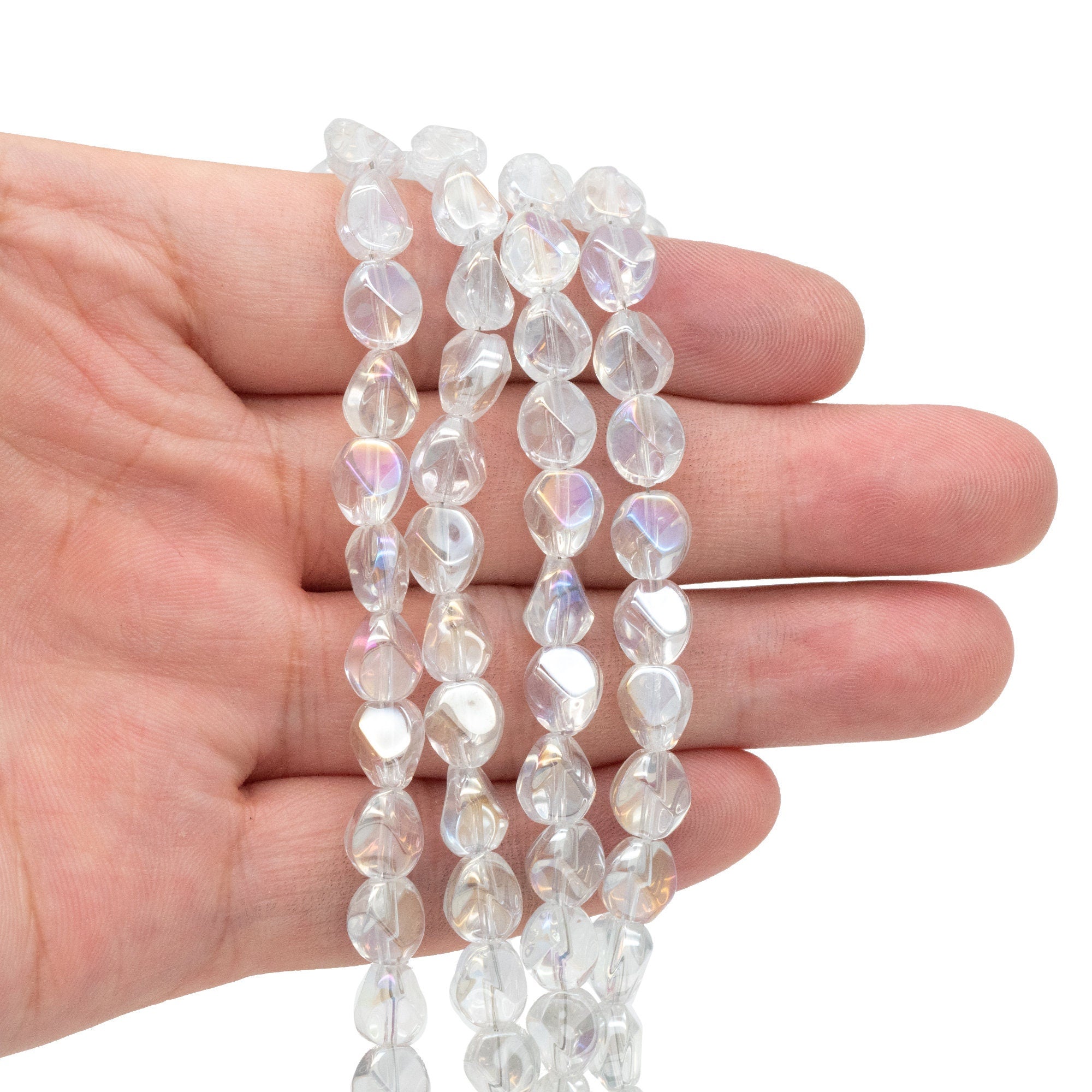 85pcs Faceted Glass Unique Beads, Stone Shaped Crystal beads 7mm, Multi Color (TS-129)